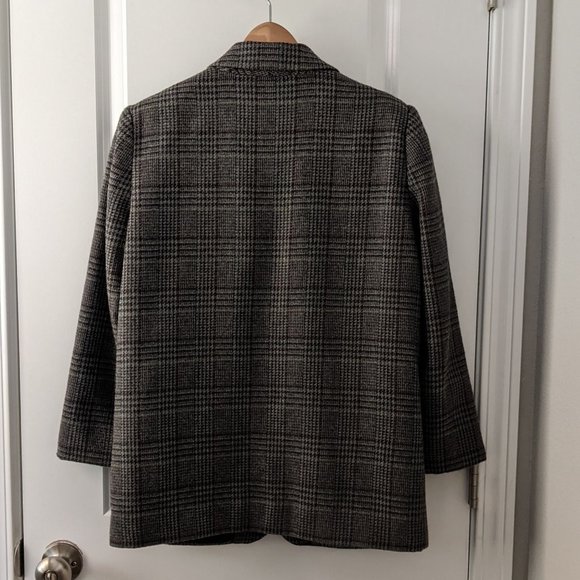 Sag Harbor Petite Wool Oversized Blazer Gray Plaid Tartan Vintage 6 Small 6P 0 - Picture 2 of 16